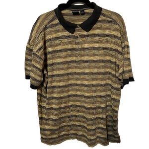 Focus Gulf Polo Striped Shirt 100% Fine Mercerized Cotton Size Large